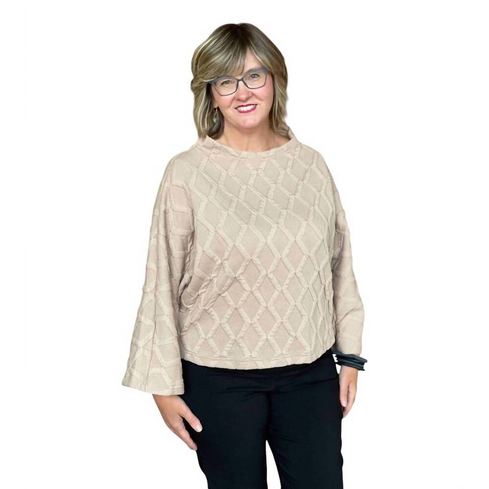 NEW BOHO CHIC knitted kimono sleeves top in taupe
